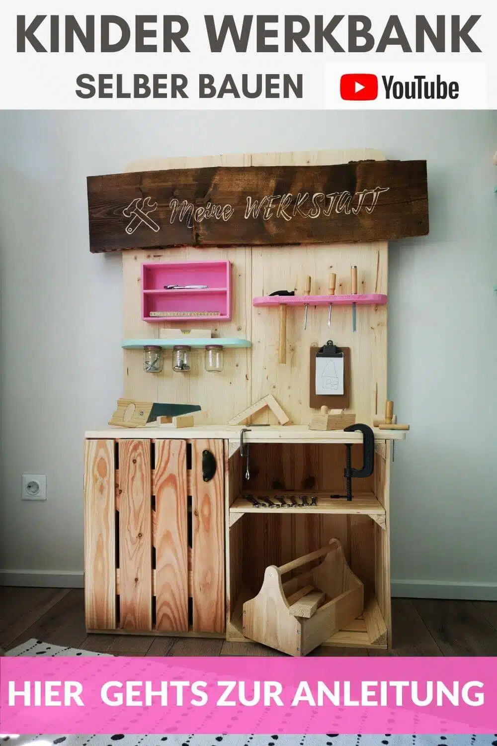 Kruik Tomaat Sluiting Werkbank für Kinder selber bauen - aus Holz | DIY Anleitung
